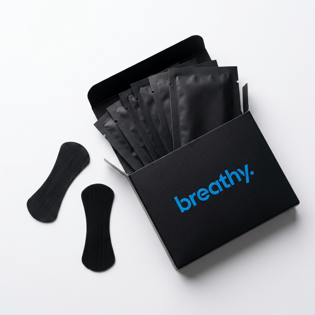 Caja Breathy abierta con sobres individuales hipoalergénicos